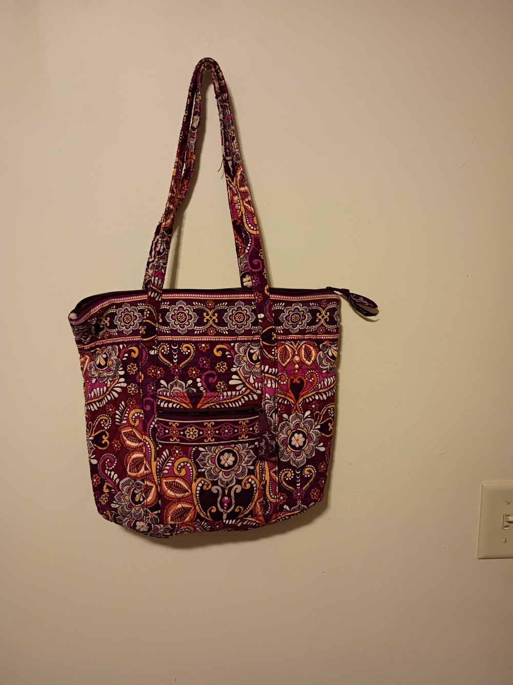 Vera Bradley Quilted Paisley Shoulder Tote - Purple & Orange